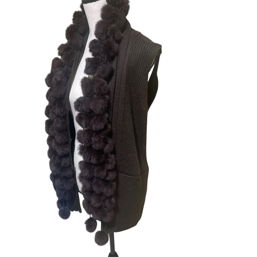 Alberto makali genuine rabbitfur pom pom shawl - Picture 2 of 10